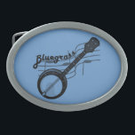 Bluegrass Belt Buckle mit Banjo und Musikskala Ovale Gürtelschnalle<br><div class="desc">Bluegrass Belt Buckle mit Banjo und Musikskala können mit Bandnamen oder Änderung der Hintergrundfarbe angepasst werden.</div>