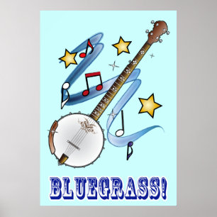 Bluegrass Music mit Banjo Poster
