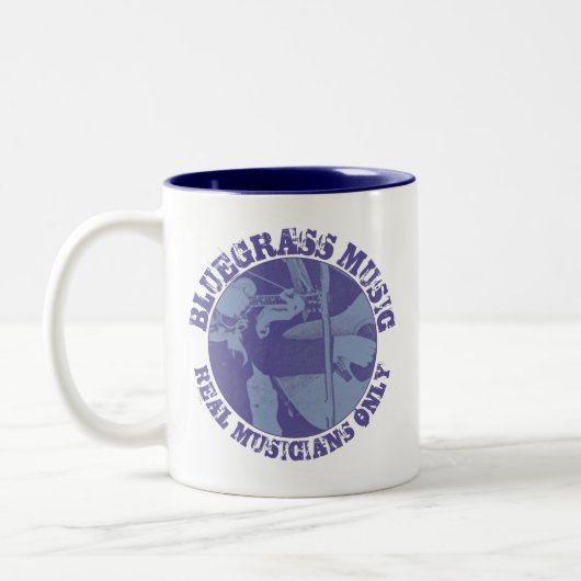 Bluegrass Music Real Musicians Only Blue Players Zweifarbige Tasse (Links)