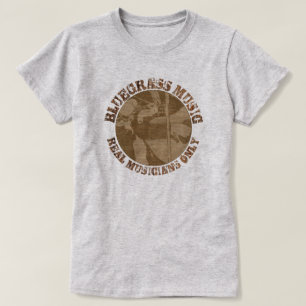 Bluegrass Music Real Musicians Only Wood Players T-Shirt