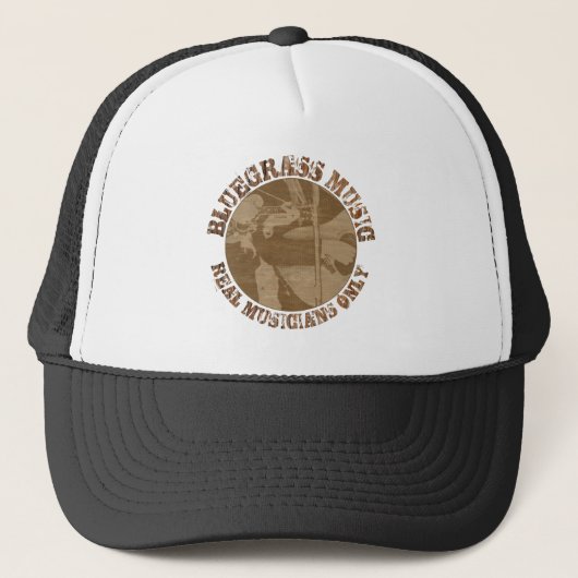Bluegrass Music Real Musicians Only Wood Players Truckerkappe (Vorderseite)