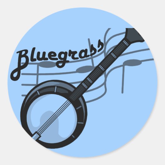 Bluegrass-Musik mit Banjo Runder Aufkleber (Vorderseite)