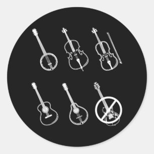 Bluegrass-Musik Vintage-Banjo Mandoline Fiedel Runder Aufkleber