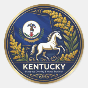 Bluegrass-Staat Kentucky Erbe 🐎 Runder Aufkleber