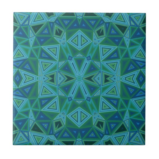 Bluegreen Dreiecke Keramik Tile Fliese (Vorderseite)
