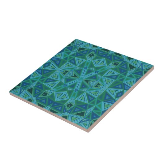 Bluegreen Dreiecke Keramik Tile Fliese (Seite)
