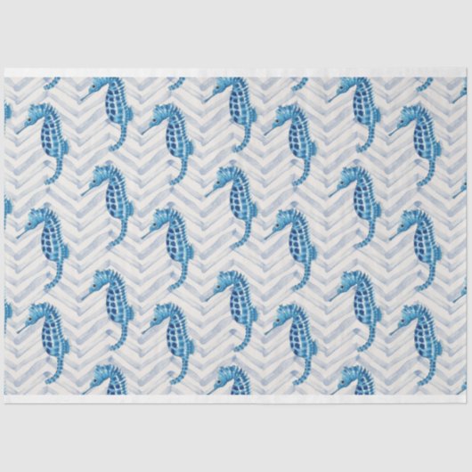 Bluegreen-Seepferde auf Zickzack Seidenpapier (Vorderseite)