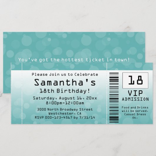 BlueGreen Ticket Einladungen (Vorne/Hinten)