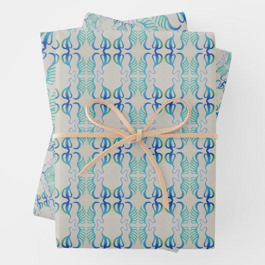 Bluegreen Wrapping Paper Flat Sheet Set 3 Geschenkpapier Set (Beispiel)