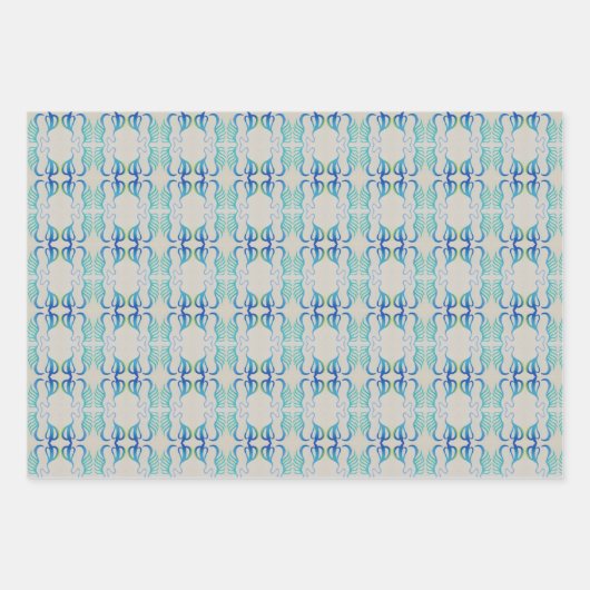 Bluegreen Wrapping Paper Flat Sheet Set 3 Geschenkpapier Set (Vorderseite)