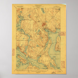 Bluehill Maine Karte 1904 Poster