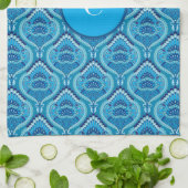 Blueish - Feathered Paisley Geschirrtuch (Gefaltet)