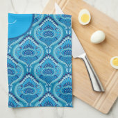 Blueish - Feathered Paisley Geschirrtuch (Viertel Falte)