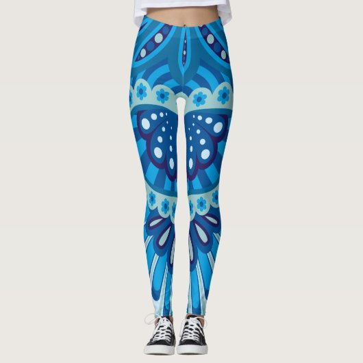 Blueish - Feathered Paisley Leggings (Vorderseite)