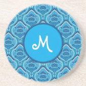 Blueish - Feathered Paisley Sandstein Untersetzer (Vorne)