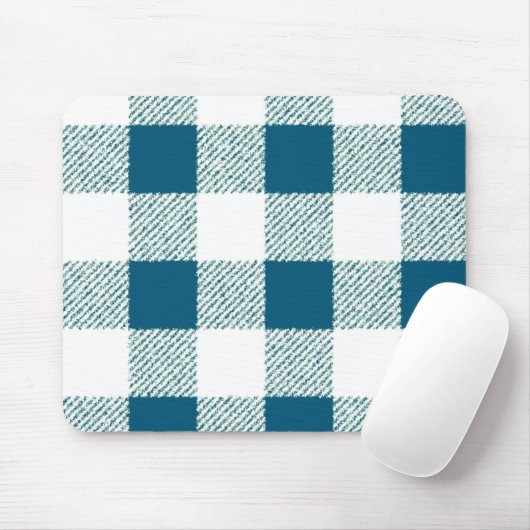 Blueish Green Gingham Karo Pattern Mousepad (Mit Mouse)