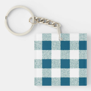 Blueish Green Gingham Karo Pattern Schlüsselanhänger