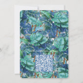 Blueish Turquoise Monstera Blätter & Butterfliegen Einladung (Rückseite)