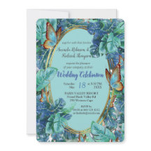 Blueish Turquoise Monstera Blätter & Butterfliegen