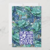 Blueish Turquoise Monstera Blätter & Butterfliegen Einladung (Rückseite)