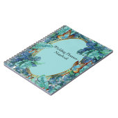 Blueish Turquoise Monstera Blätter & Butterfliegen Notizblock (Linke Seite)