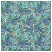 Blueish Turquoise Monstera Blätter & Butterfliegen Stoff (Muster)