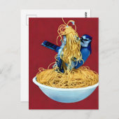 Bluejay aß Spaghetti Postkarte (Vorne/Hinten)