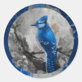 Bluejay-Aufkleber (blaues Design) Runder Aufkleber (Vorderseite)