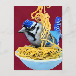 Bluejay Eating Spaghetti Postcard Postkarte