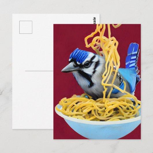 Bluejay Eating Spaghetti Postcard Postkarte (Vorne/Hinten)