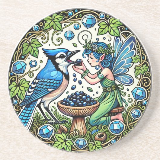 Bluejay Fairy Blue Jay Fairies Getränkeuntersetzer (Vorne)