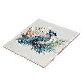 Bluejay in einer Aquarellfarbe Fliese (Seite)