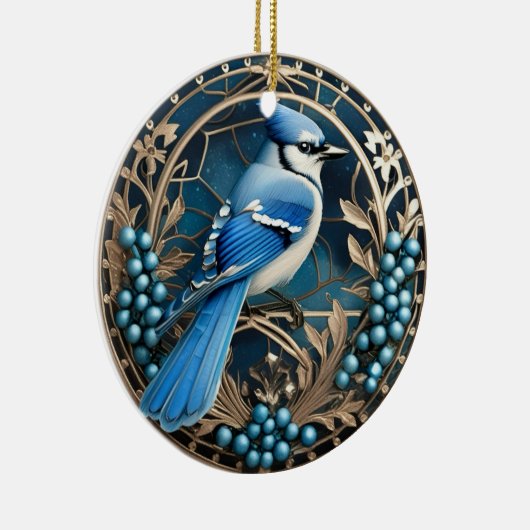 Bluejay mit Blueberries Personalisierter Ornament (Rechts)