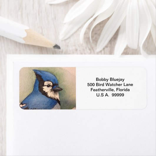 Bluejay Rücksendeadresse Label Blue Jay Bird (Insitu)