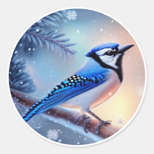 Bluejay Runder Aufkleber (Vorderseite)