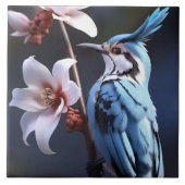 Bluejay und Blume Fliese (Vorderseite)