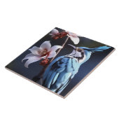 Bluejay und Blume Fliese (Seite)