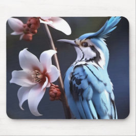 Bluejay und Blume Mousepad