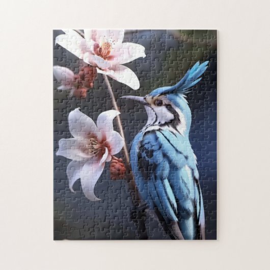 Bluejay und Blume Puzzle (Vertikal)