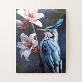 Bluejay und Blume Puzzle