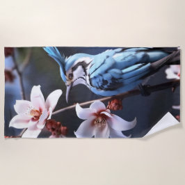 Bluejay und Blume Strandtuch