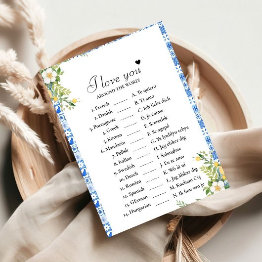 Bluelove you around the world Bridal game Card Einladung
