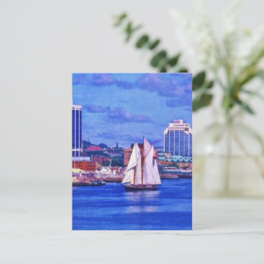 Bluenose Schooner Boat in Halifax Nova Scotia Postkarte (Stehend Vorderseite)