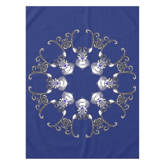 Bluenoser Blaue Rentiere Hirsche Schneeflocke Tischdecke (Vorderseite)