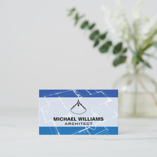 Blueprint | Architecture Compass Tool Visitenkarte (Stehend Vorderseite)