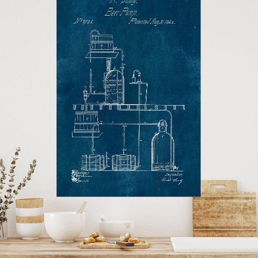 Blueprint-Bierfabrik Poster (Küche)