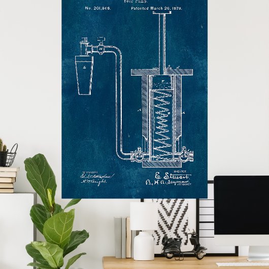 Blueprint-Bierpumpe Poster (Heimbüro)