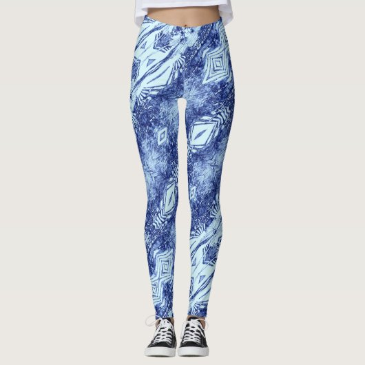Blueprint Blue Diagonal Leggings (Vorderseite)