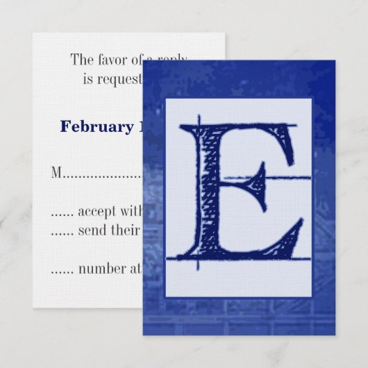 Blueprint "E" Wedding RSVP Karte (Vorne/Hinten)