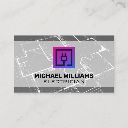 Blueprint | Elektrisches Plug-Logo Visitenkarte (Vorderseite)